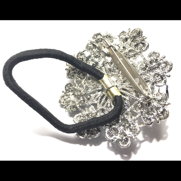 Ponytail Holder Brooch Rainbow Rhinestones 2 In 1 Snowflake - Picture 2 of 3